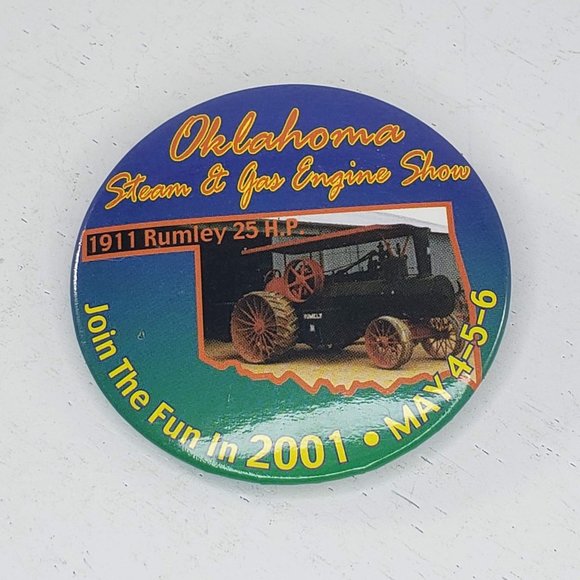 Oklahoma Steam Gas Engine Show 2001 Button Pin - Picture 1 of 2